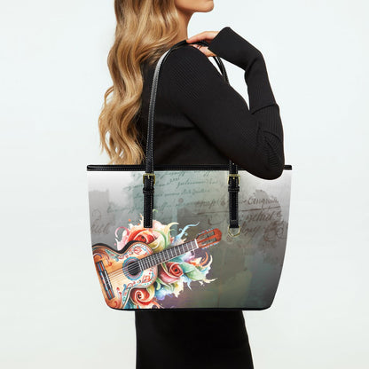 Josefine Boho Floral Guitar Tote Bag vegan Leather Tote Bag
