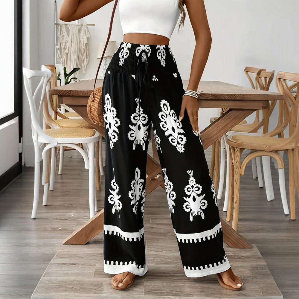 Boho Traveler High-Waisted Wide-Leg Pants
