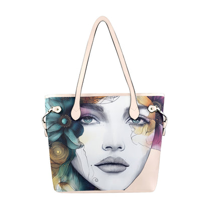 "Ethereal Azure" Artistic Portrait Waterproof Designer Tote Bag