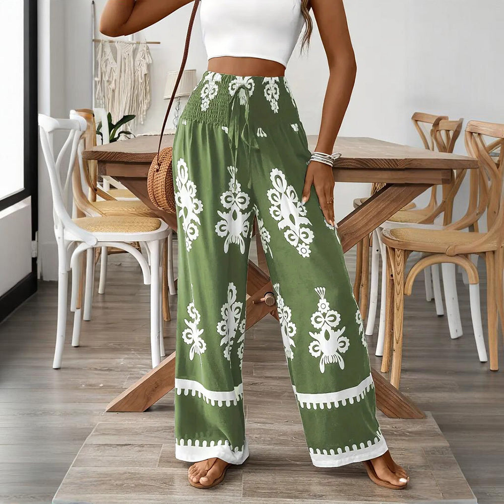 Boho Traveler High-Waisted Wide-Leg Pants