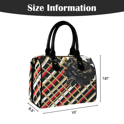 Zamy Purse  Boston Leather Handbag-Black Handle