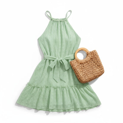 Chic Tiered Ruffle Halter Neck Mini Dress - Perfect Summer Travel Sundress