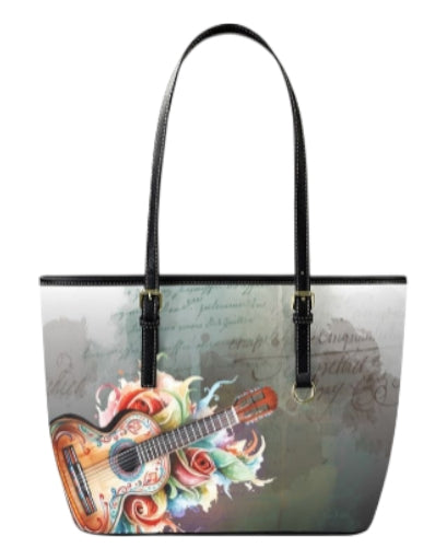 Josefine Boho Floral Guitar Tote Bag vegan Leather Tote Bag