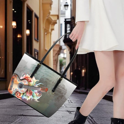 Josefine Boho Floral Guitar Tote Bag vegan Leather Tote Bag