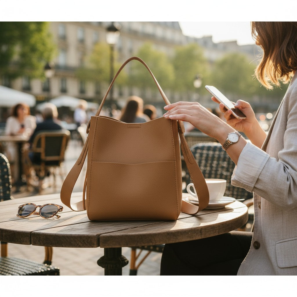 The European Retro Slouchy Vegan Leather Bucket Bag