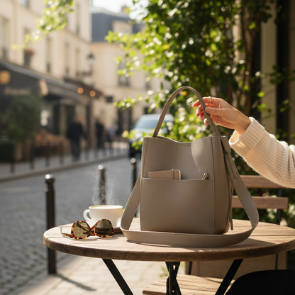 The European Retro Slouchy Vegan Leather Bucket Bag