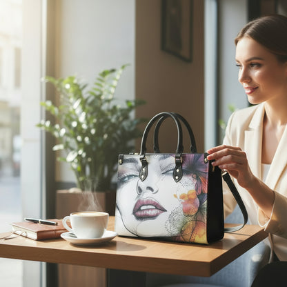 "Enigmatic Muse" Artistic Portrait Premium Vegan Leather Handbag