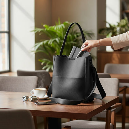 The European Retro Slouchy Vegan Leather Bucket Bag