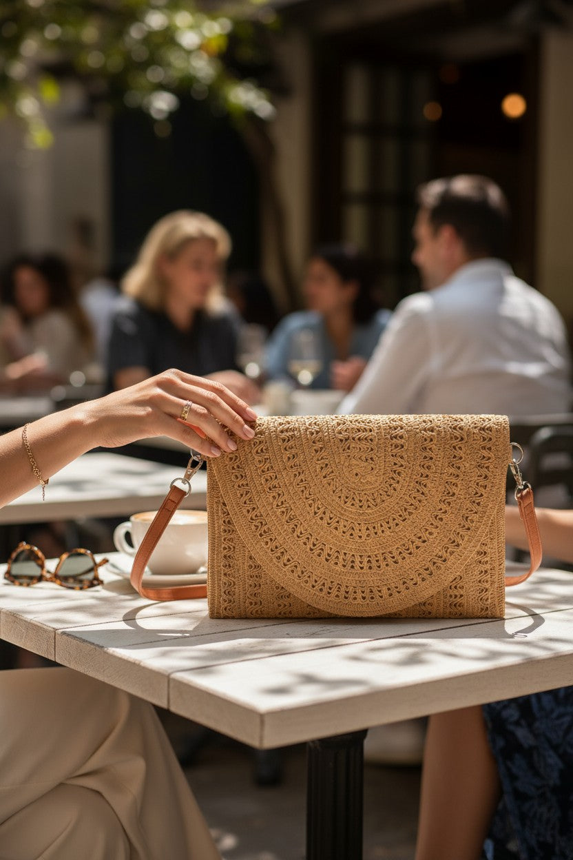 Boho Woven Straw Clutch Crossbody Bag | Convertible Vacation Resort Purse