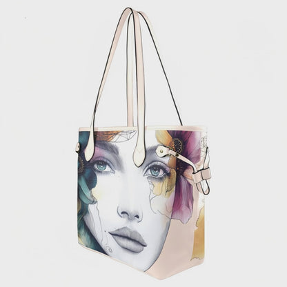 "Ethereal Azure" Artistic Portrait Waterproof Designer Tote Bag