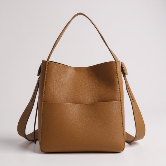 The European Retro Slouchy Vegan Leather Bucket Bag