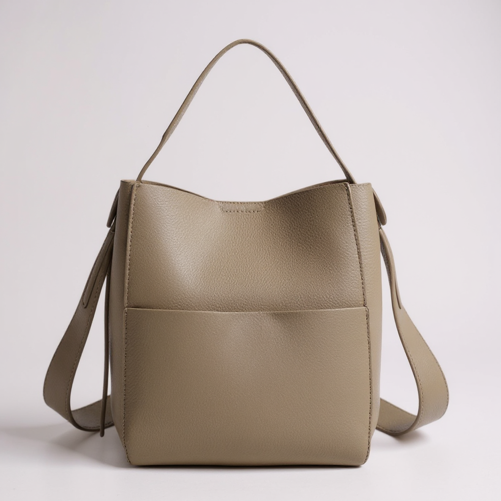 The European Retro Slouchy Vegan Leather Bucket Bag