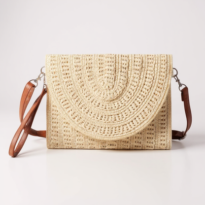 Boho Woven Straw Clutch Crossbody Bag | Convertible Vacation Resort Purse
