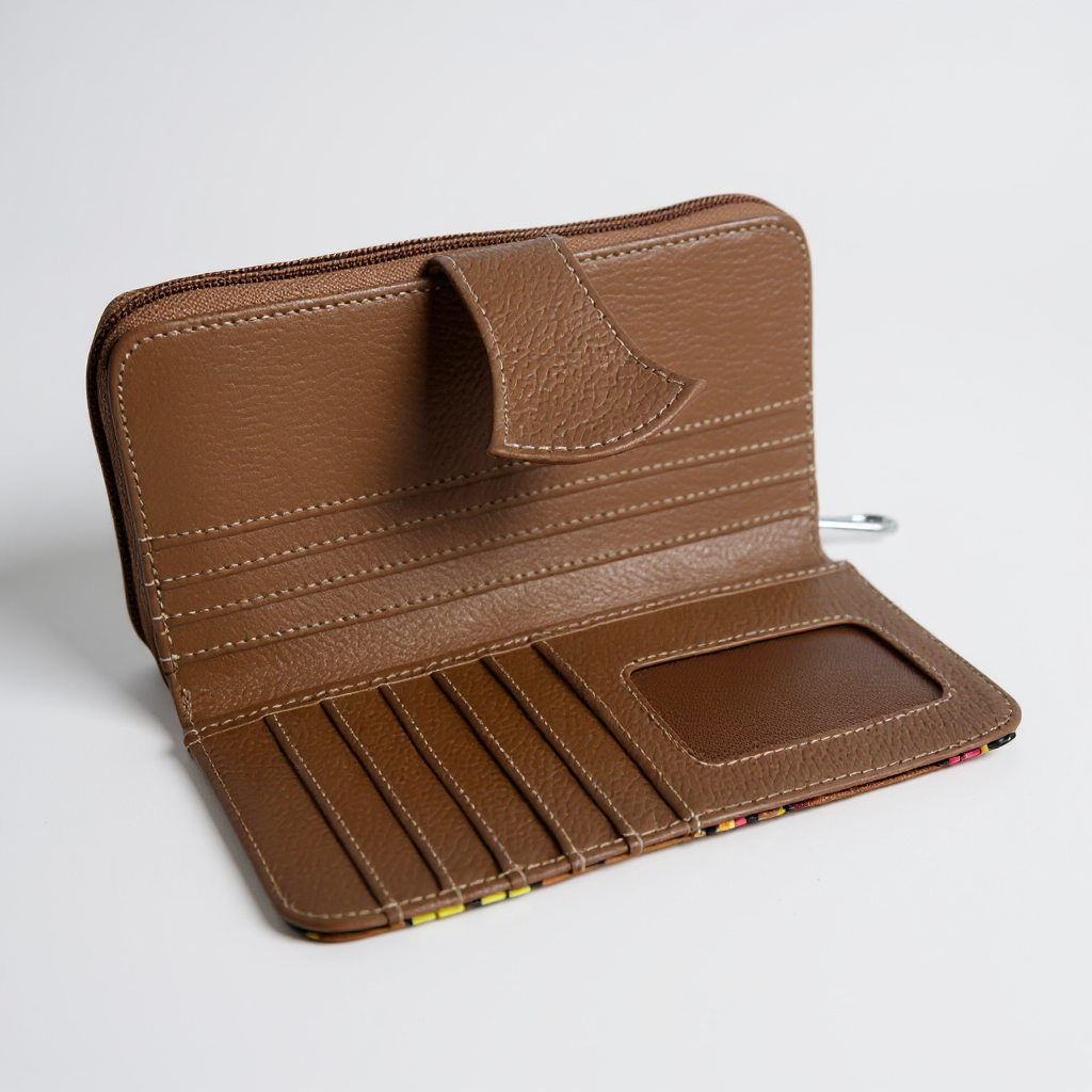 Artisan Hand-Painted Butterfly Leather Wallet | Floral Embossed Trifold Wallet