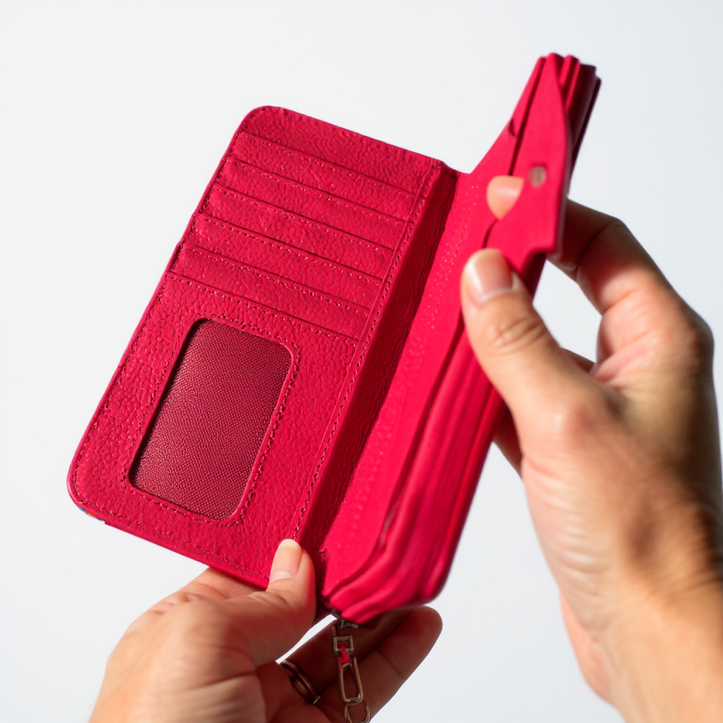 Artisan Hand-Painted Butterfly Leather Wallet | Floral Embossed Trifold Wallet