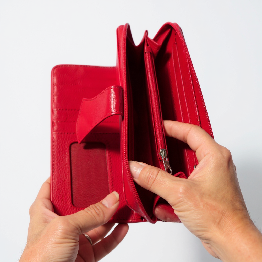 Artisan Hand-Painted Butterfly Leather Wallet | Floral Embossed Trifold Wallet