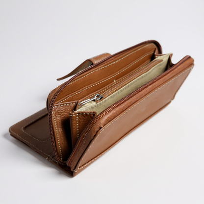 Artisan Hand-Painted Butterfly Leather Wallet | Floral Embossed Trifold Wallet