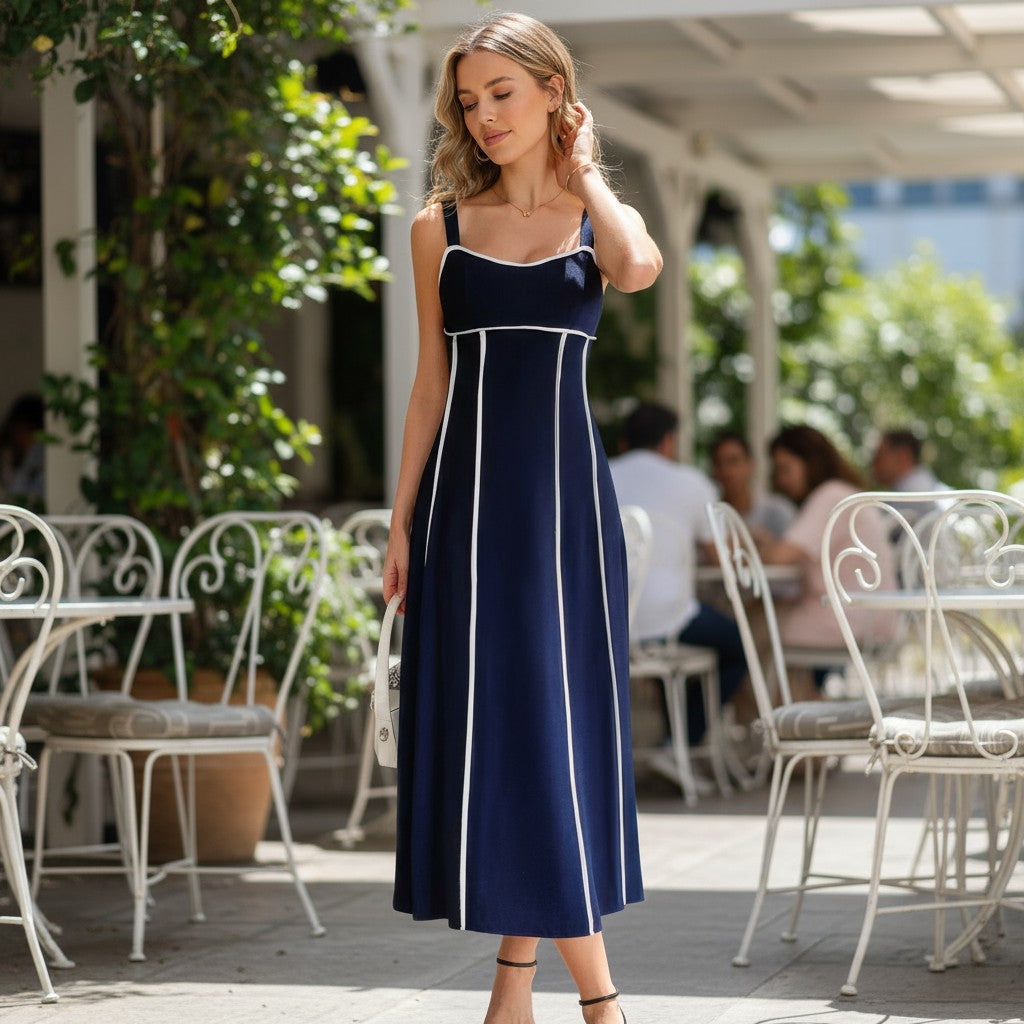 The Resort-Ready Stripe Linen Blend Cami Dress