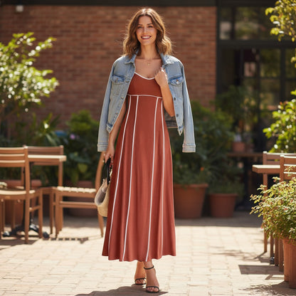 The Resort-Ready Stripe Linen Blend Cami Dress