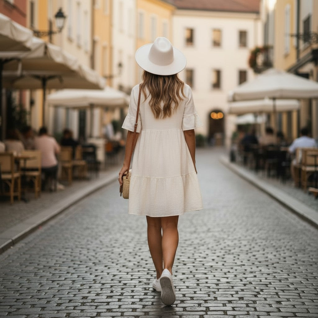 The Transitional V-Neck Ruffle Hem Mini Dress