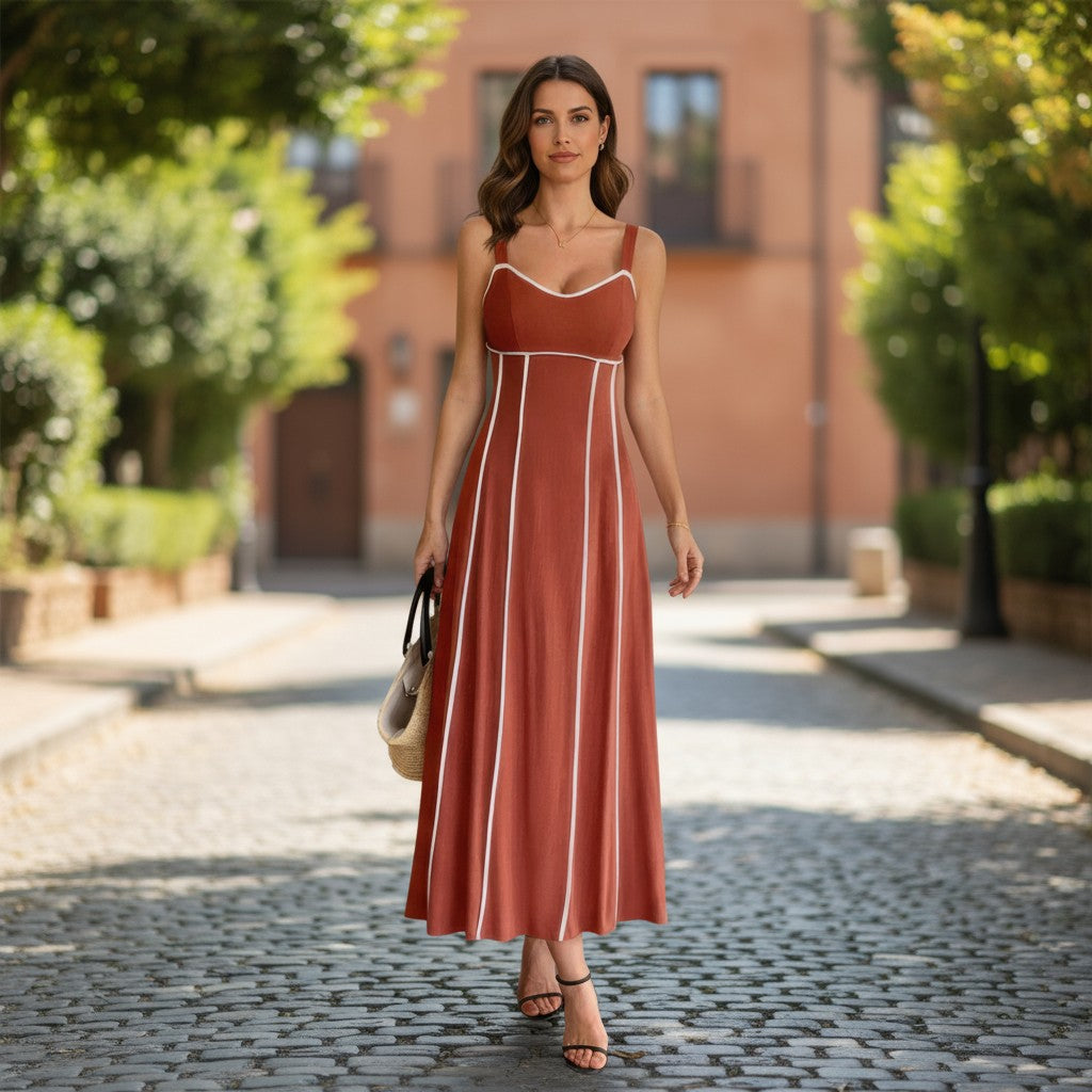 The Resort-Ready Stripe Linen Blend Cami Dress