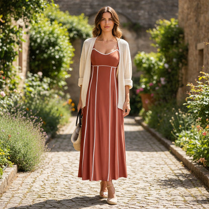 The Resort-Ready Stripe Linen Blend Cami Dress