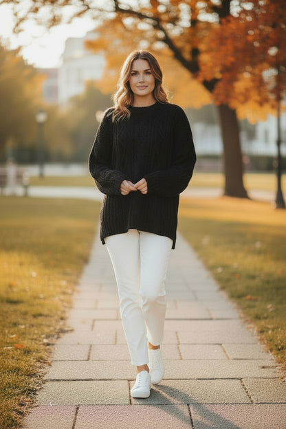 The Cozy Cable Knit Oversized Bell Sleeve Pullover