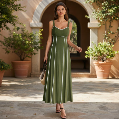 The Resort-Ready Stripe Linen Blend Cami Dress