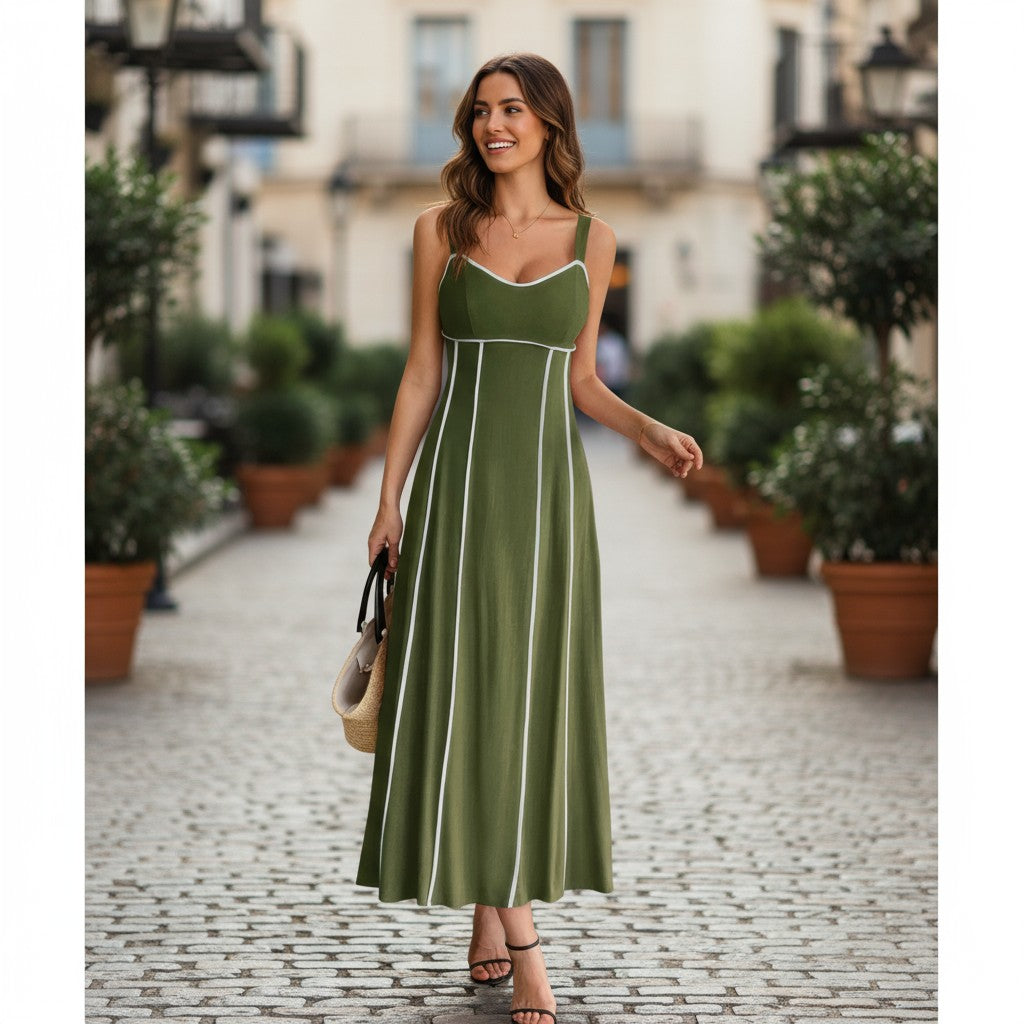 The Resort-Ready Stripe Linen Blend Cami Dress