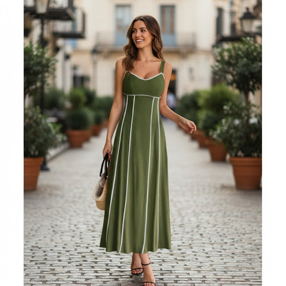 The Resort-Ready Stripe Linen Blend Cami Dress