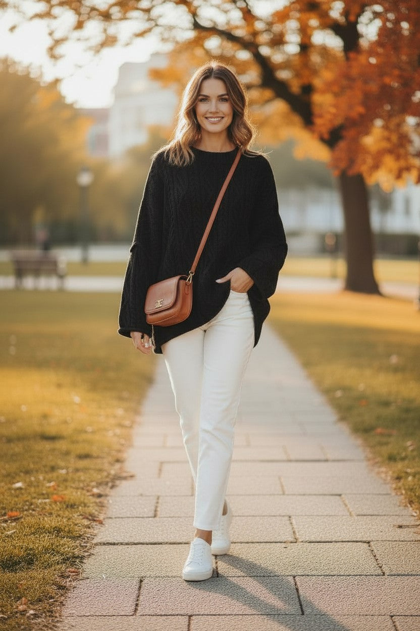 The Cozy Cable Knit Oversized Bell Sleeve Pullover