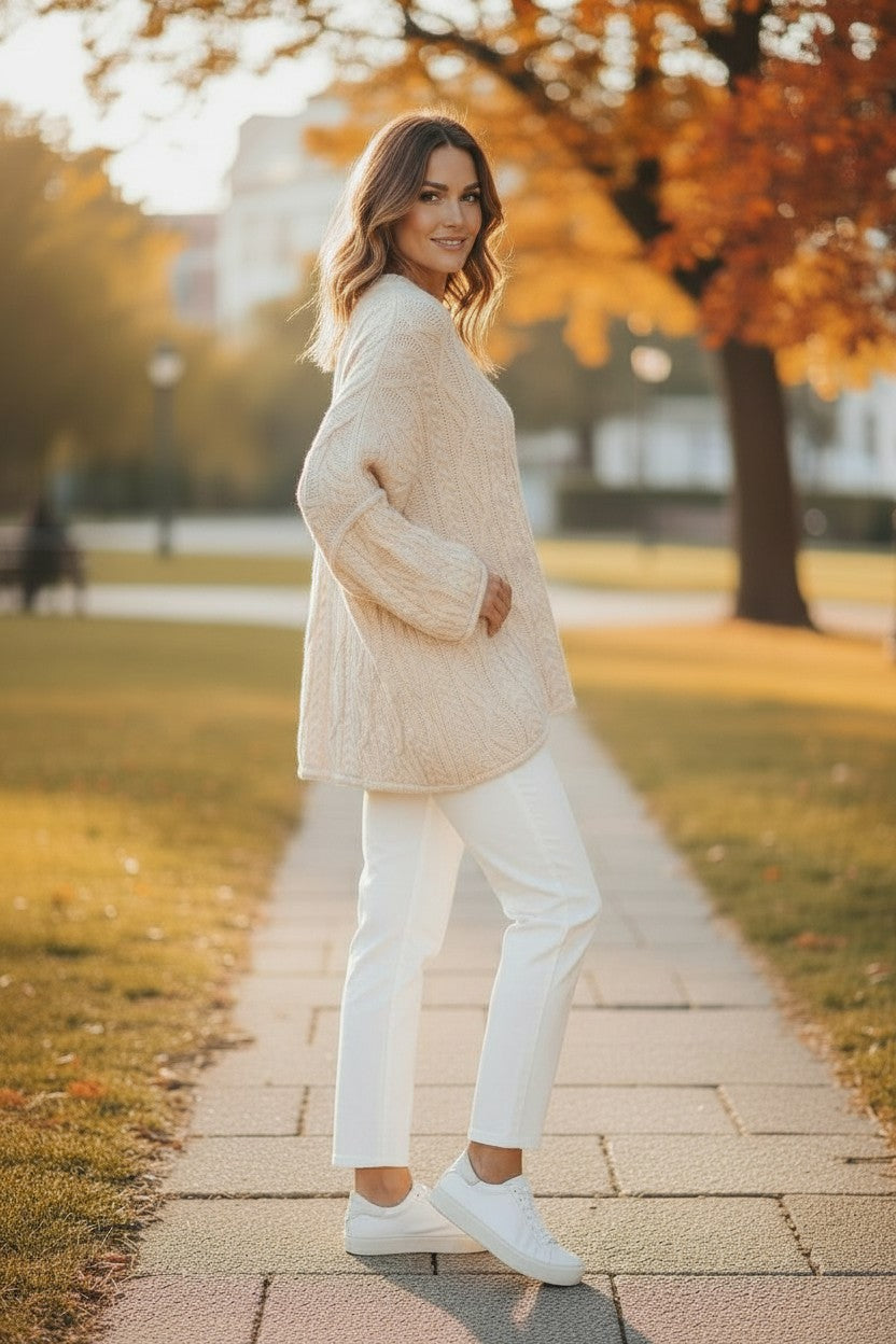 The Cozy Cable Knit Oversized Bell Sleeve Pullover