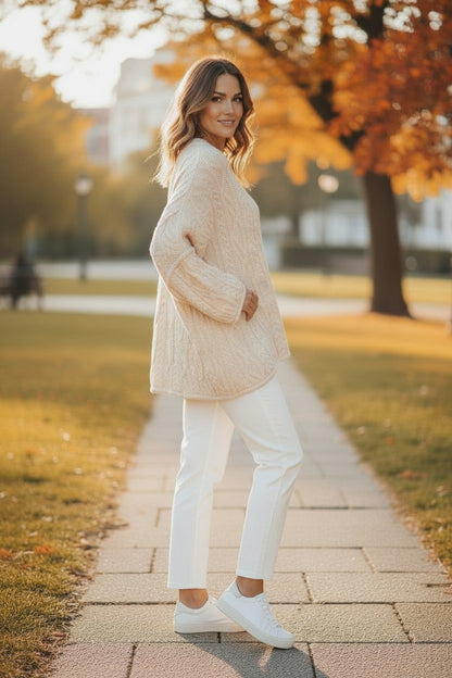 The Cozy Cable Knit Oversized Bell Sleeve Pullover