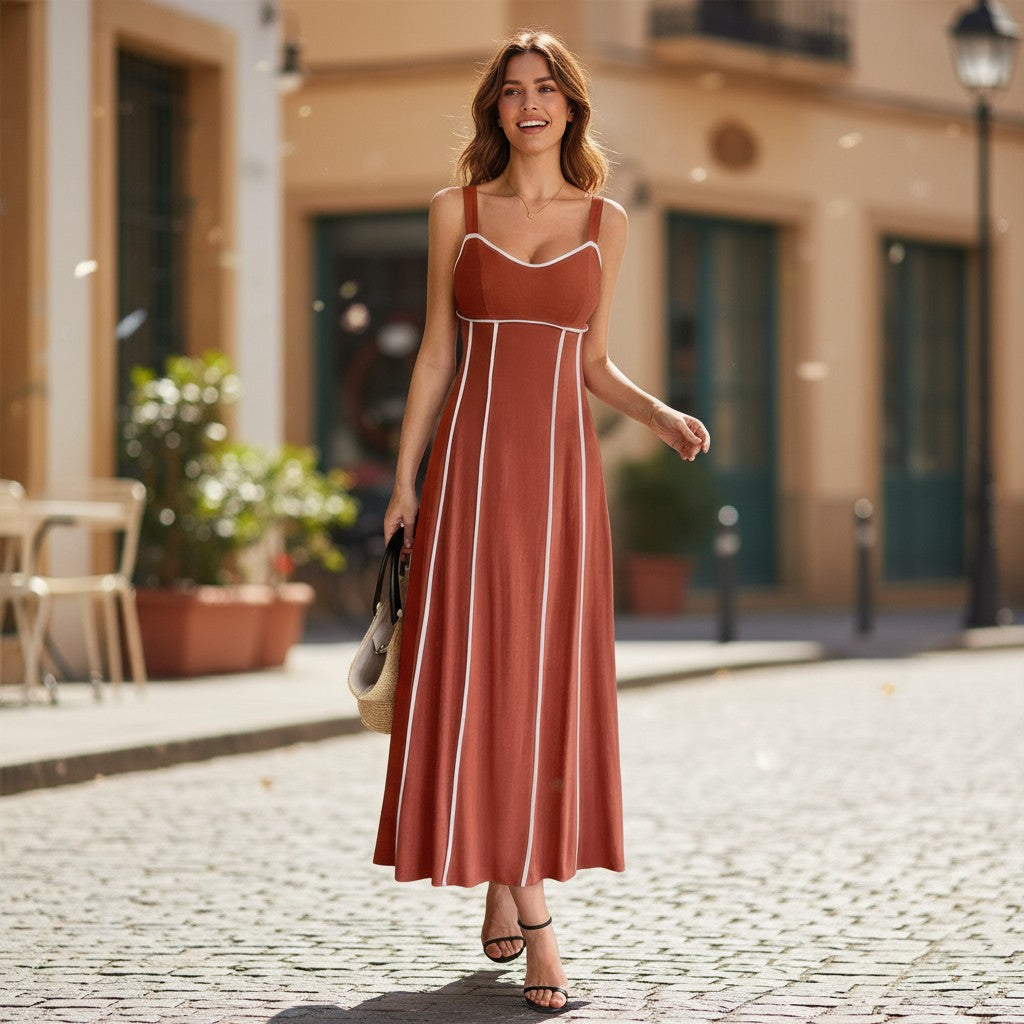 The Resort-Ready Stripe Linen Blend Cami Dress