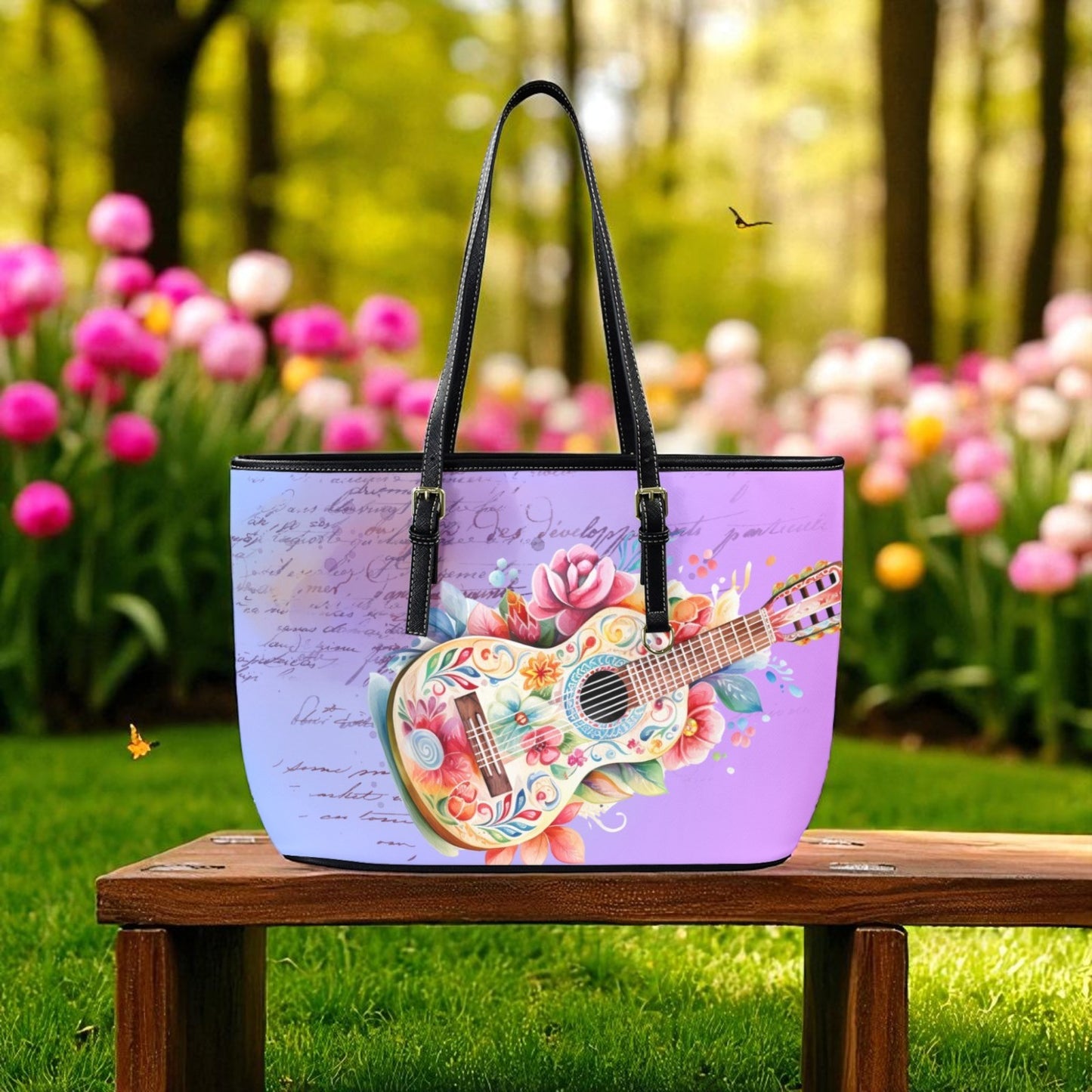 Lavender Leather Tote Bag-Large