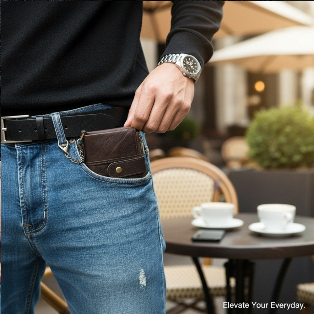 The Secure Travel Bi-Fold Wallet | Genuine Leather Compact & Anti-Theft