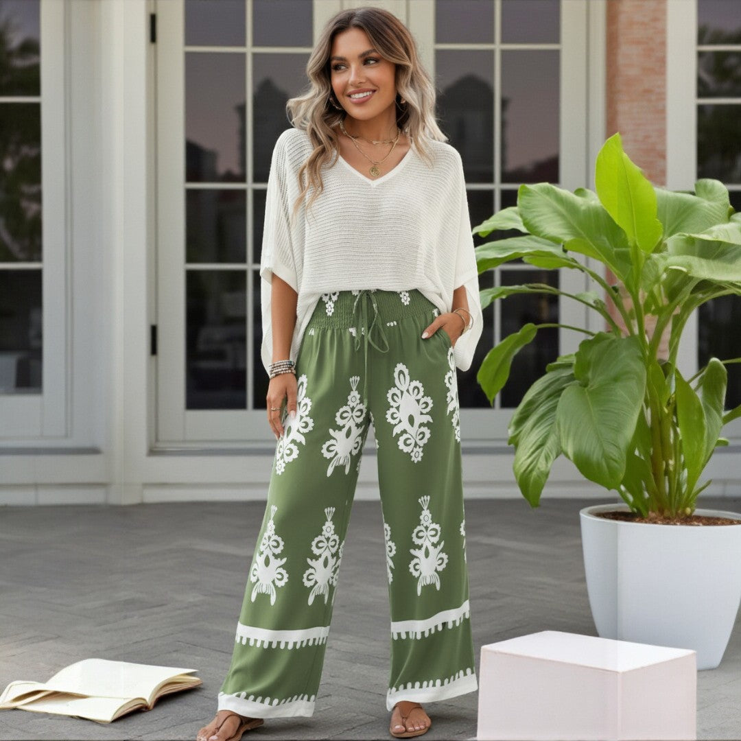 Boho Traveler High-Waisted Wide-Leg Pants