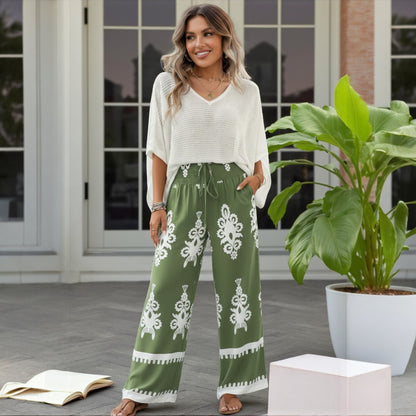 Boho Traveler High-Waisted Wide-Leg Pants