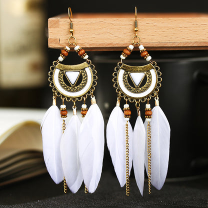 Long feather earrings