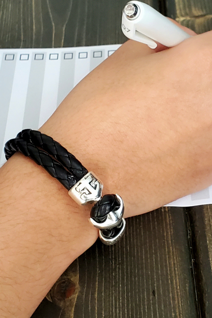 HIS or Her Leather Anchor Bracelet