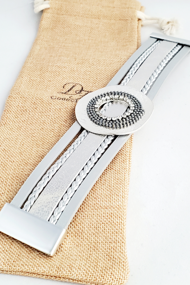 Fashion Diamond Leather Buckle Bracelet