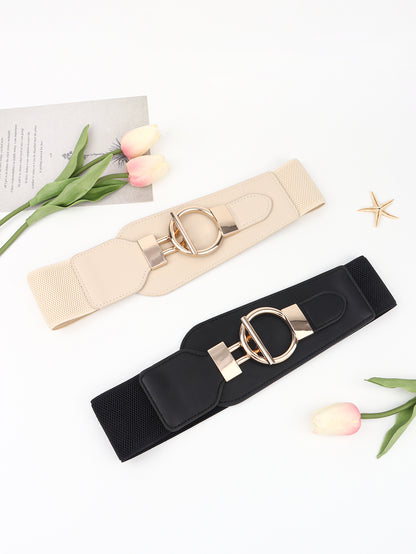 PU Elastic Wide Belt with Alloy Buckle