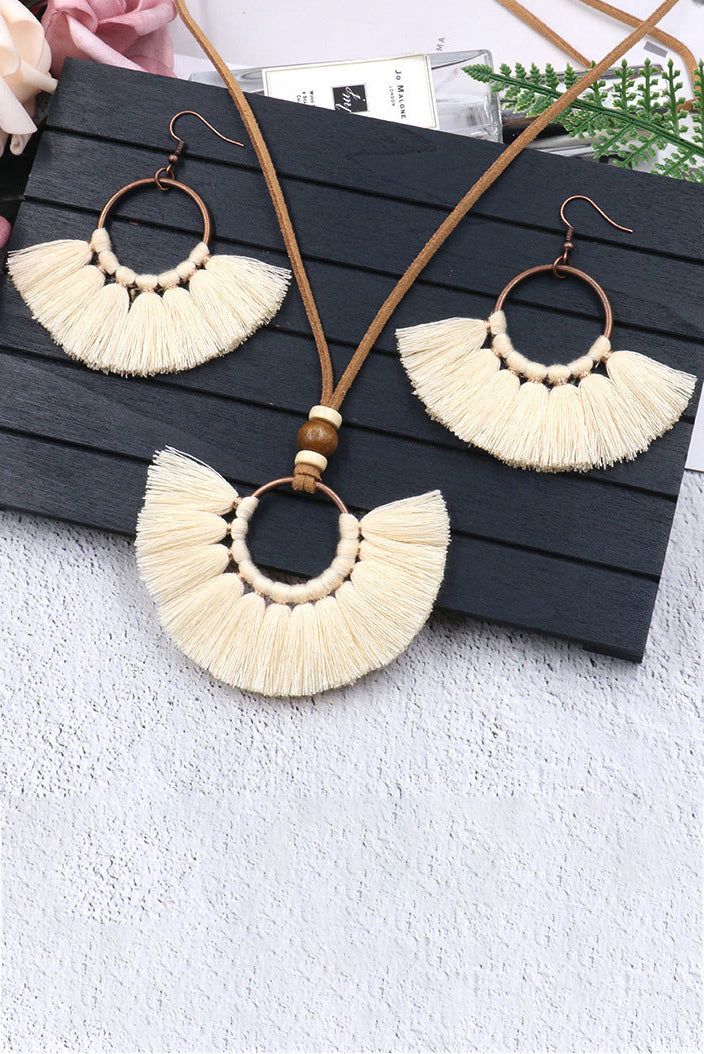Tassel Necklace and Earrings Jewelry Set