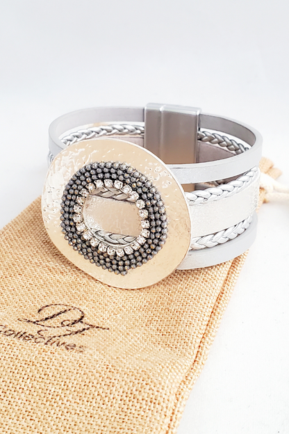 Fashion Diamond Leather Buckle Bracelet