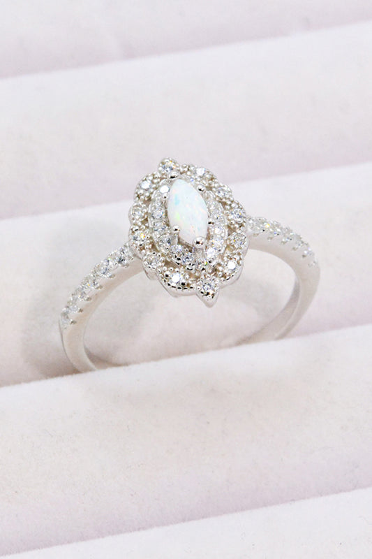 Modern Love Story Opal and Zircon Ring