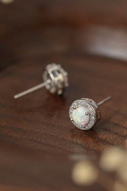 Opal 4-Prong Round Stud Earrings