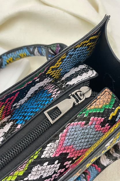Snakeskin Print Vegan Leather Handbag