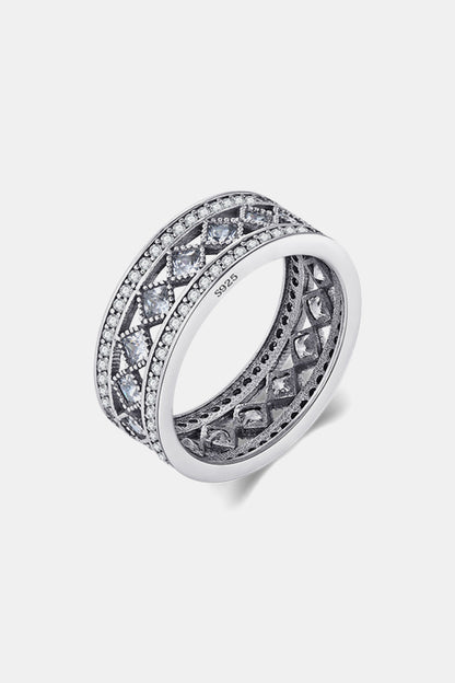 925 Sterling Silver Cutout Cubic Zirconia Ring